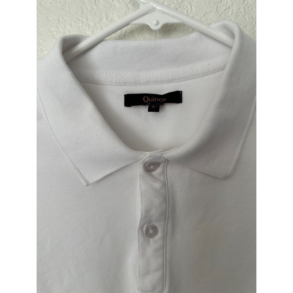 Quince Men's White Cotton Long Sleeve Pique Polo Shirt Size Large - Picture 3 of 7